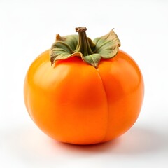 Fresh Ripe Persimmon Fruit on White Background &ndash; Organic Autumn Fruit

