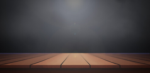 Illustration of Table with Space for an Object and Dark Background with Copy Space for Text