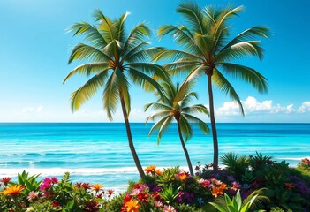 Fototapeta premium palm trees on the beach