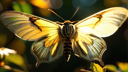 Vibrant Butterfly with Radiant Wings Sitting on a Flower in Soft Natural Light, Showcasing Stunning Patterns and Colors in a Colorful Garden Setting