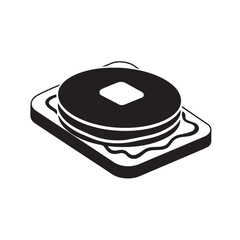 Isometric Icon of a Pancake Sandwich on Toast with Butter