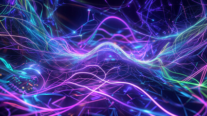 Glowing lines of light forming intricate patterns 