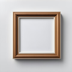 Square wooden picture frame with blank background