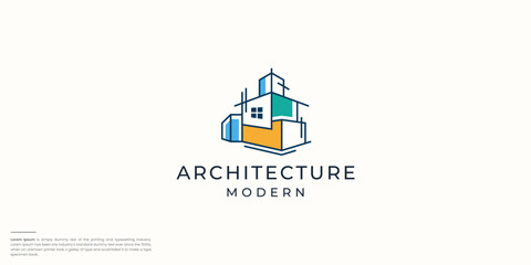 Naklejka premium Minimalist architecture logo. Luxury home with modern home logo design.