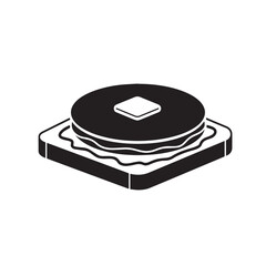 Isometric Icon of a Pancake on Toast with Butter