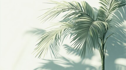 Elegant palm fronds cast soft shadows on a light wall.