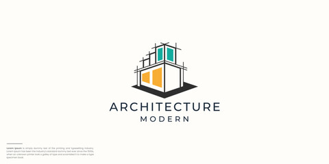 line art style modern logo architecture design for building.