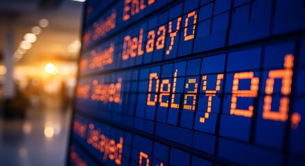 Obraz premium Illuminated Airport Display Board in Blue Showing Multiple 