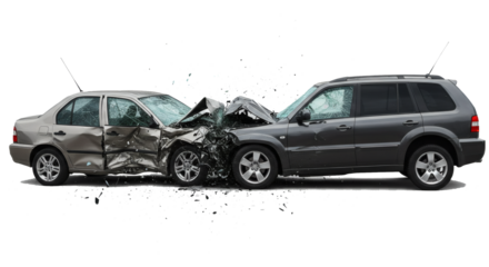 Car Crash Scene – Isolated Accident on Transparent Background