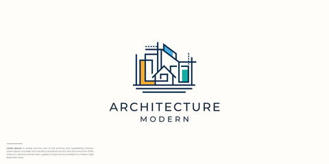 minimalist line logo architecture building logo design.