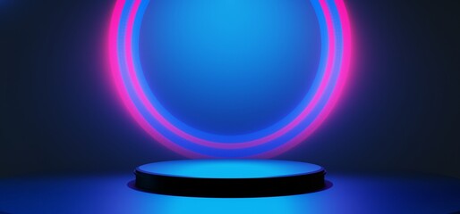 3d illustration rendering of y2k 2000s gamer technology futuristic fantasy metaverse cyberpunk sci-fi display podium abstract background neon-glow