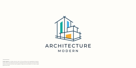 Fototapeta premium simple and modern architect apartment logo illustration.