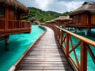 Obraz premium Tropical Paradise Overwater Bungalows