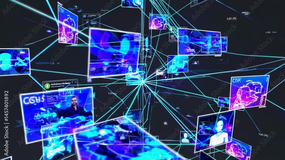 Poster conceptualization of a social network integrated with blockchain technology and metaverse visualizat