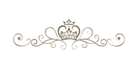 White decorative crown divider with fine swirl lines