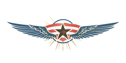 Obraz premium Blue wings with red-white star crest