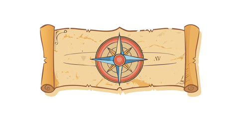 Naklejka premium Compass rose on vintage parchment scroll