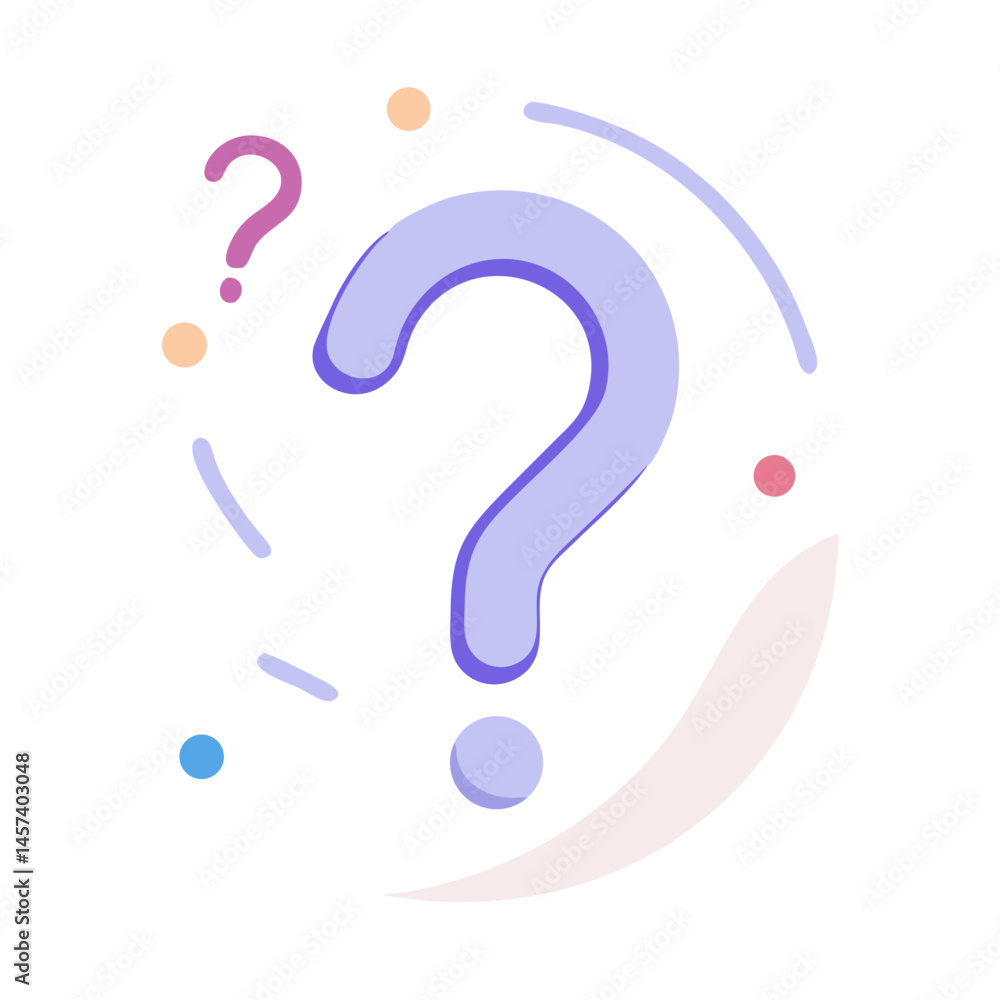 Poster dotted abstract question mark with colorful curved shapes