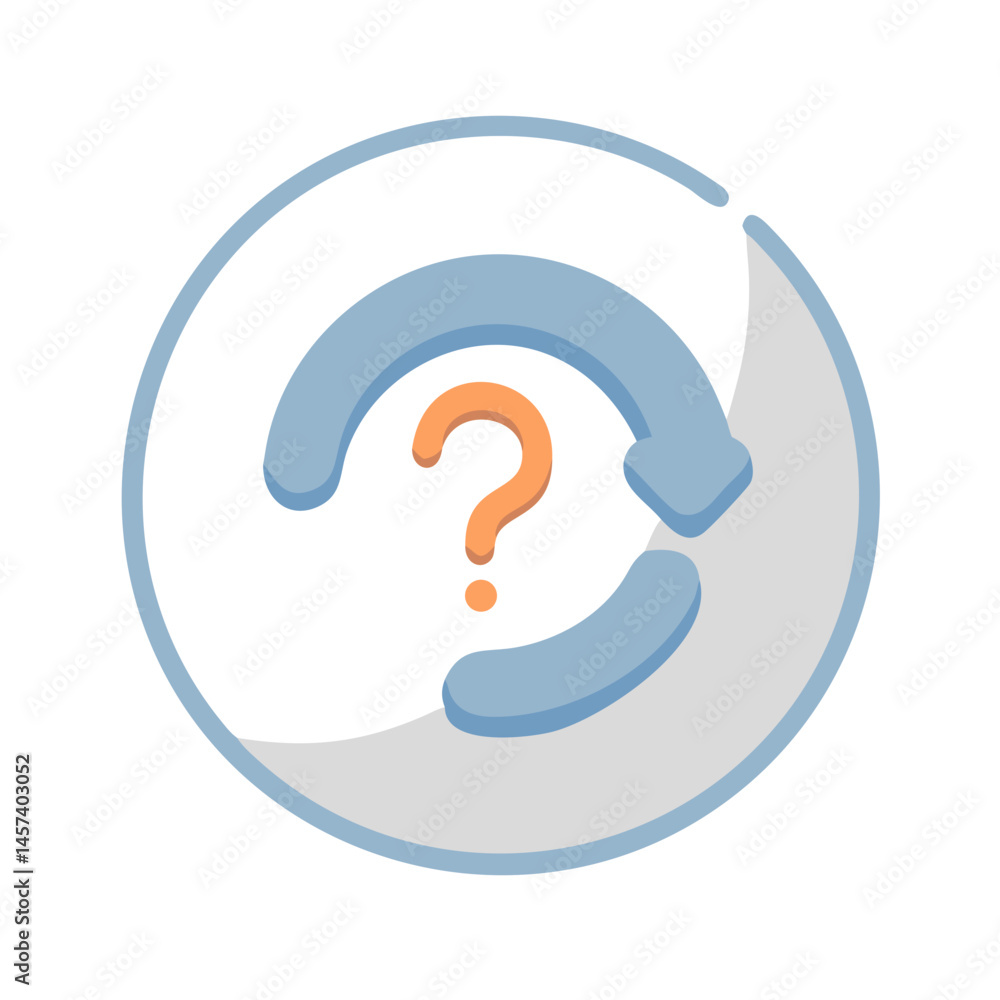 Poster circular question mark with arrow loop and dual color design