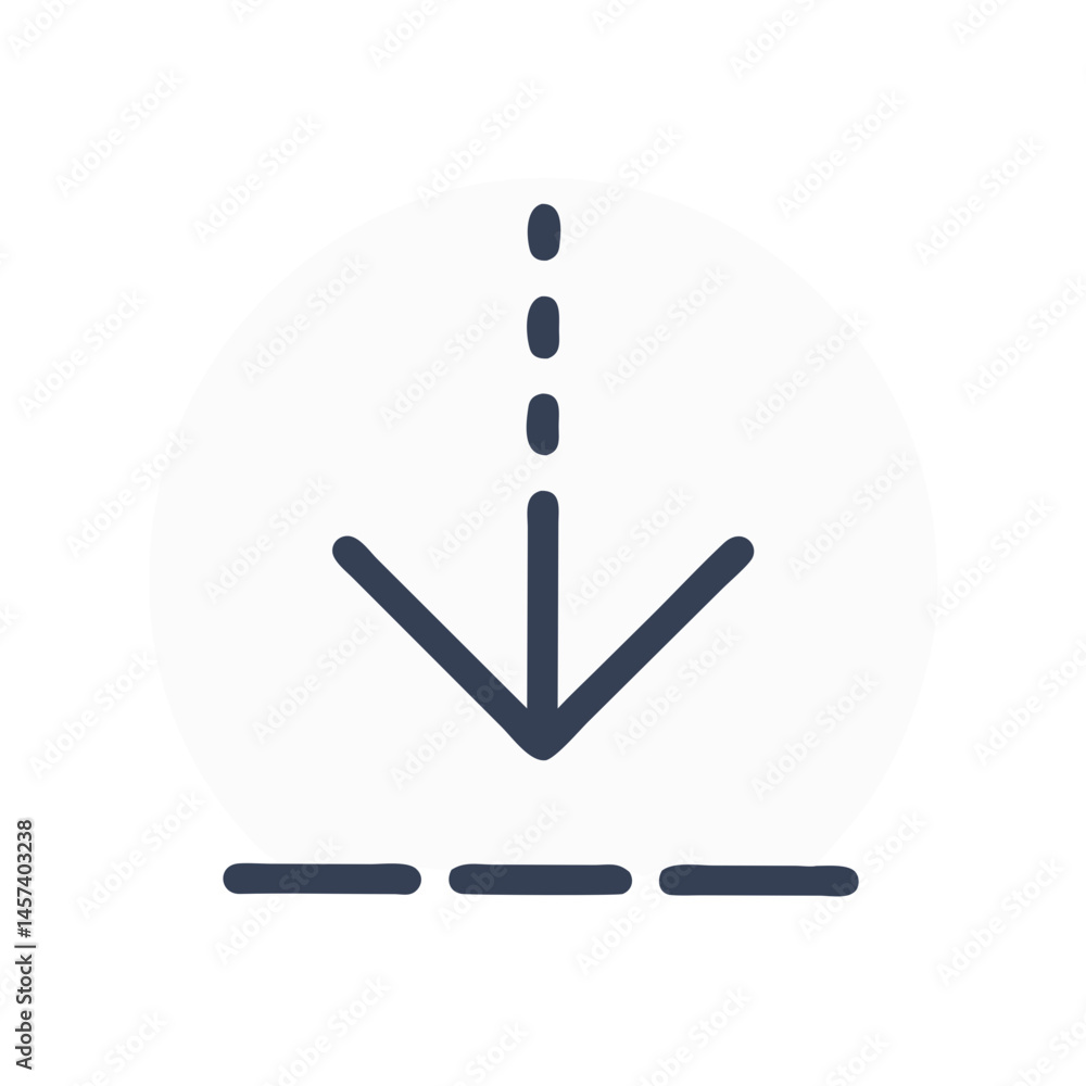 Poster bold download arrow with dashed line and round background