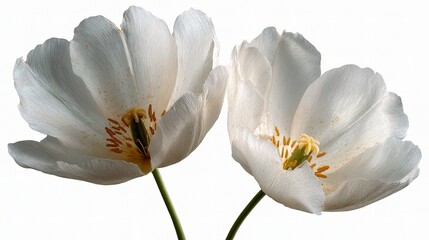 Obraz premium Two Simple White Flowers on a Fully Transparent Background