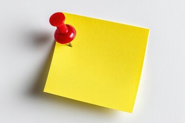 yellow sticky note with red push pin on grey background, yellow note with red pin, yellow sticky note, blank yellow sticky note with pin, yellow note with pin, grey background, easy to cutout