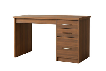 Modern Brown Practical Wooden Study Desk , isolated on a white background, transparent background.
