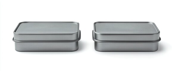 Two gray metal containers, stackable