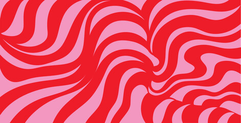 Vibrant abstract background with retro wavy lines in psychedelic and groovy 70s style. Colorful curved stripes create a dynamic, flowing composition perfect for vintage-inspired design, music posters,