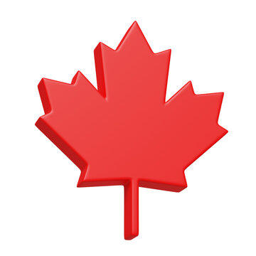 Red Canadian maple leaf 3d icon. Symbol of Canada. 3d illustration isolated on transparent background