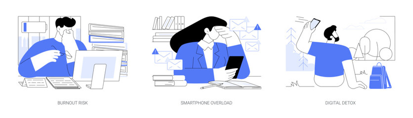 Fototapeta na wymiar Digital overload isolated cartoon vector illustrations se