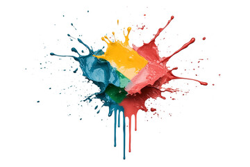 Colorful Octagon and Half Circle Paint Splash Vector on White Background