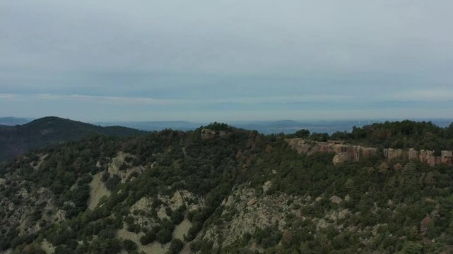 Aerial view of The Prades Mountains Catalonia Spain.