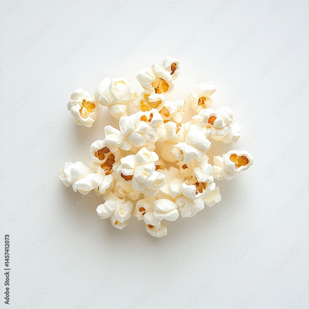 Aufkleber overhead shot of popcorn on a clean, minimalist backdrop. the kernels are clustered, perfect for a s