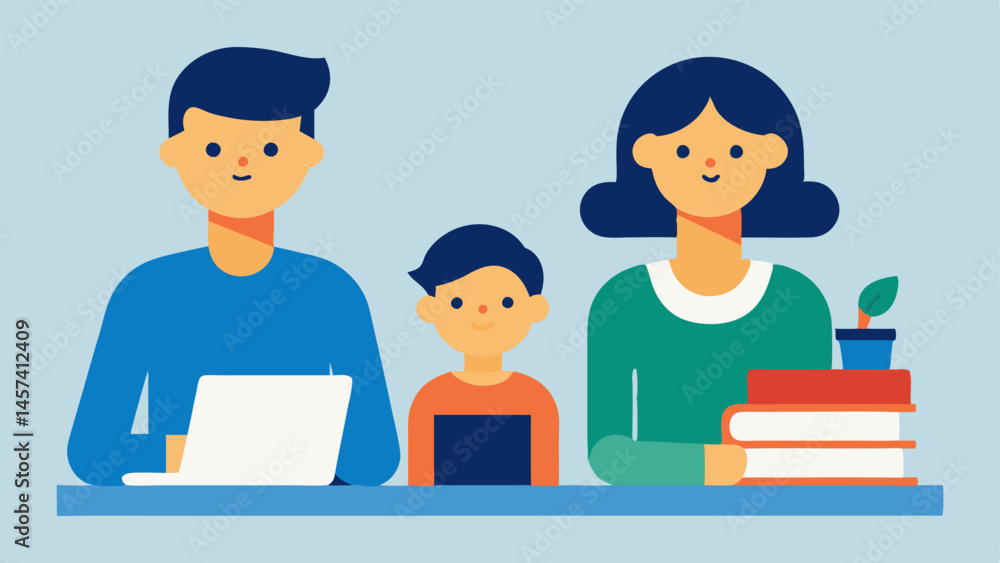 Poster one actively participating in school events and assisting with homework while the other is absent or