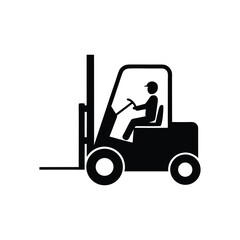 black and white forklift silhouette icon