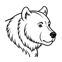 a black line art grizzly bear vector art silhouette