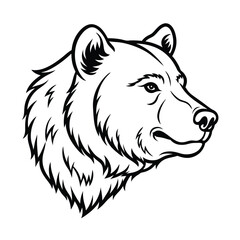 a black line art grizzly bear vector art silhouette