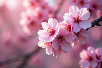 Fototapeta premium Abundant sakura blooms, full bloom, close-up view , design, sakura, nature