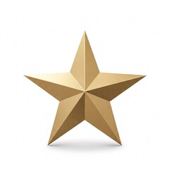 Obraz premium A golden five-pointed star, isolated on a white background.