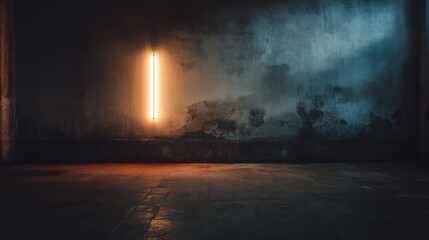Obraz premium Dark Interior Space with Neon Light Casting Shadows on Wall