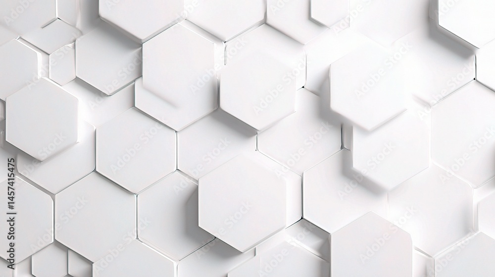 Poster clean white hexagonal tile pattern for modern scientific applications