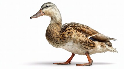 Fototapeta premium Waddling Duck with Confused Expression on Isolated Background