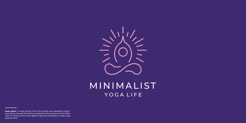 Abstract monoline yoga human linear logo. Meditation line icon.