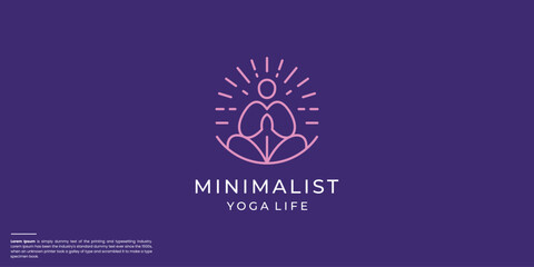 minimalist yoga logo line art style design inspiration.
