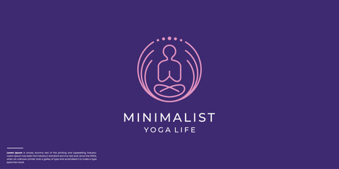 Abstract premium linear vector yoga life logo design.