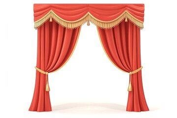 Stylized red theater curtain illustration, isolated on white background. Great for creative projects, event invitations, or educational visual content about stage performance and cinema