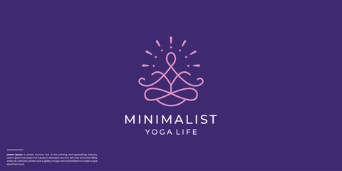 Abstract premium linear vector yoga human logo design.