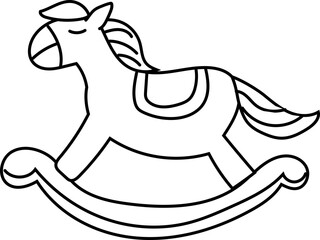 Rocking Horse - Christmas line art icon in black and white, perfect for festive designs, greeting cards and seasonal decorations