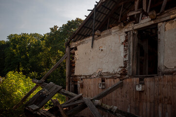 An abandoned historic old manor and palace in Maciejowice in Poland